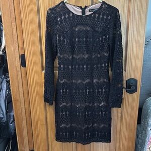 White House Black Market Elegant Black Crochet Dress